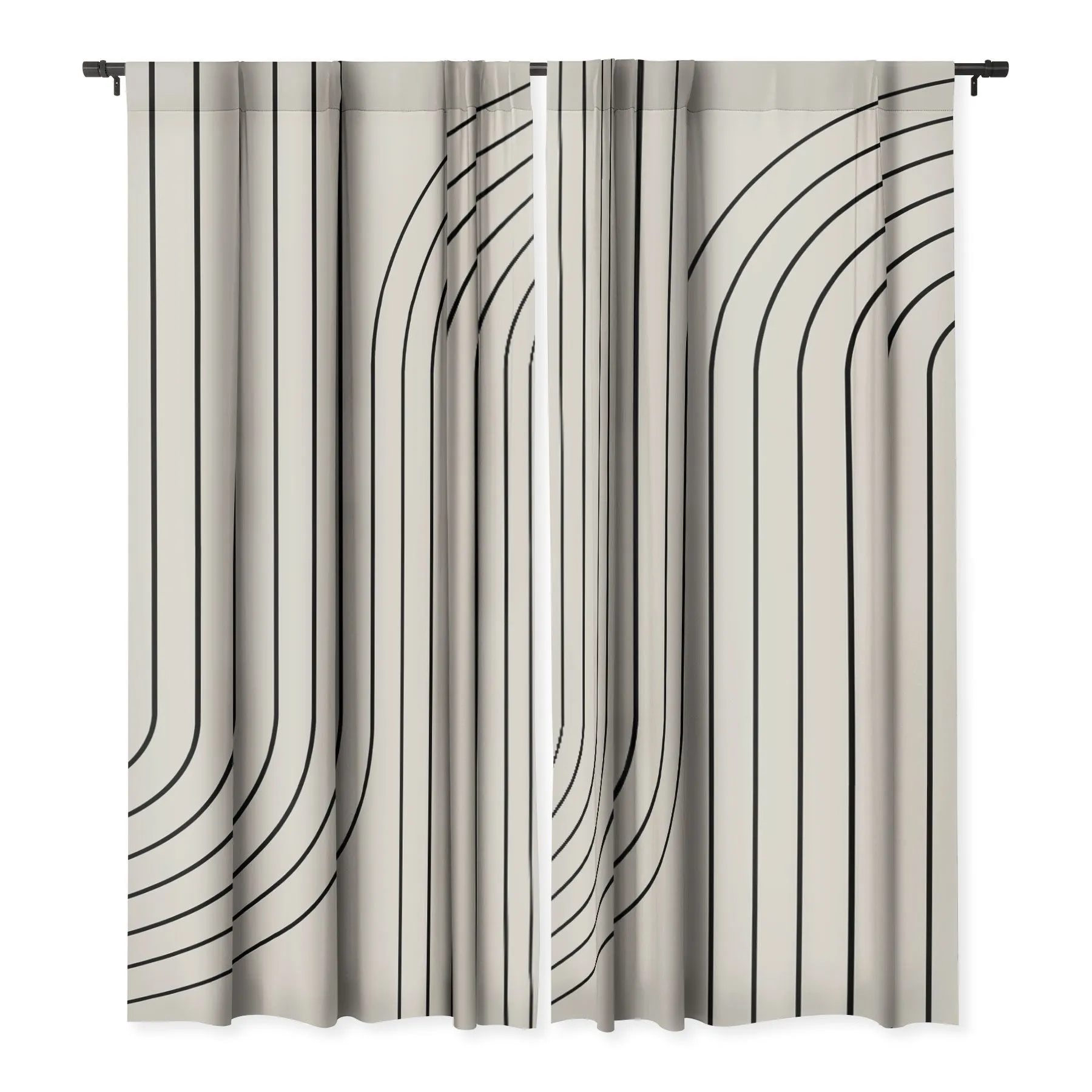 MINIMAL LINE CURVATURE WHITE WINDOW CURTAINS