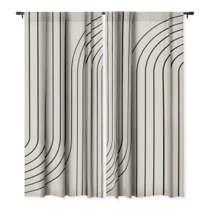 MINIMAL LINE CURVATURE WHITE WINDOW CURTAINS