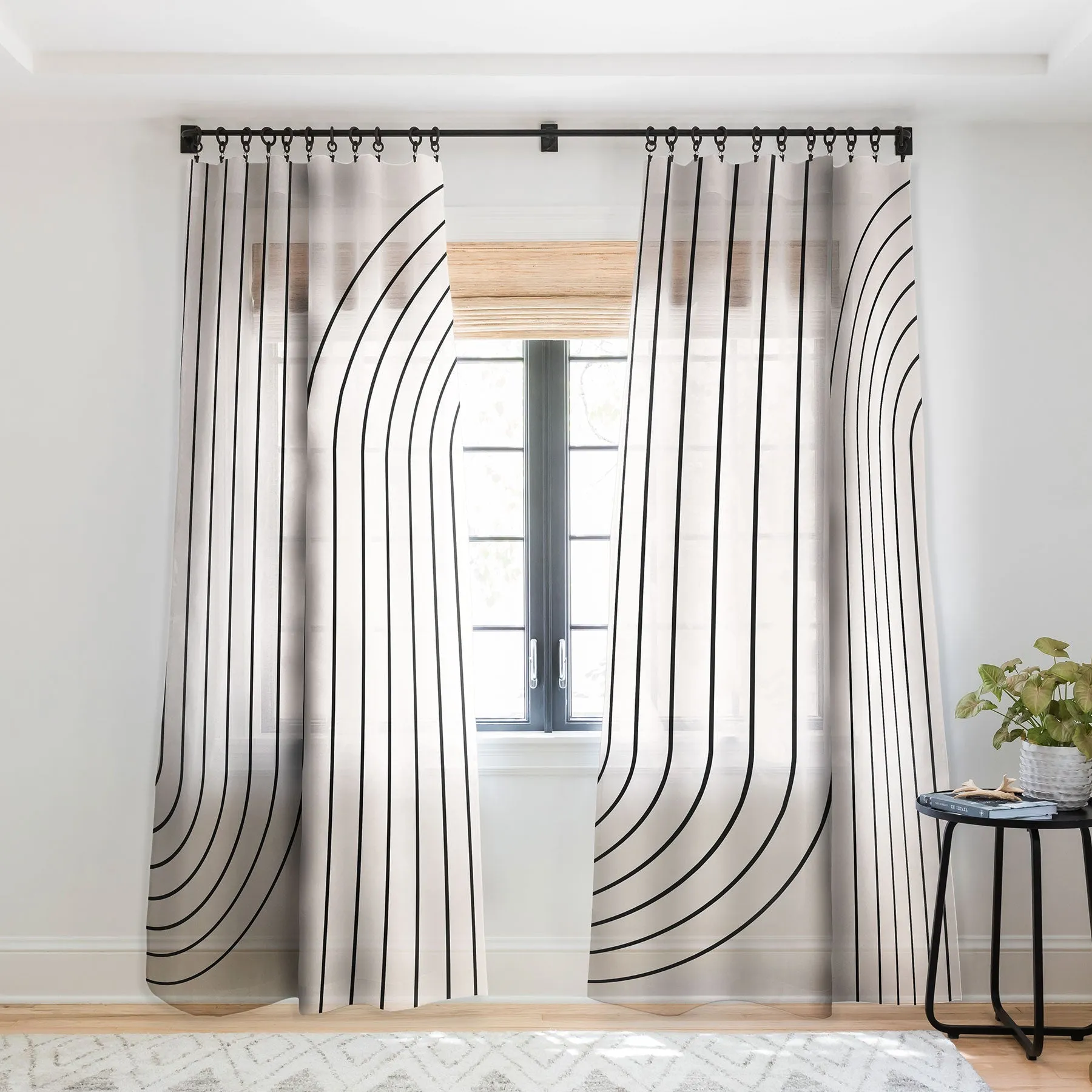 MINIMAL LINE CURVATURE WHITE WINDOW CURTAINS
