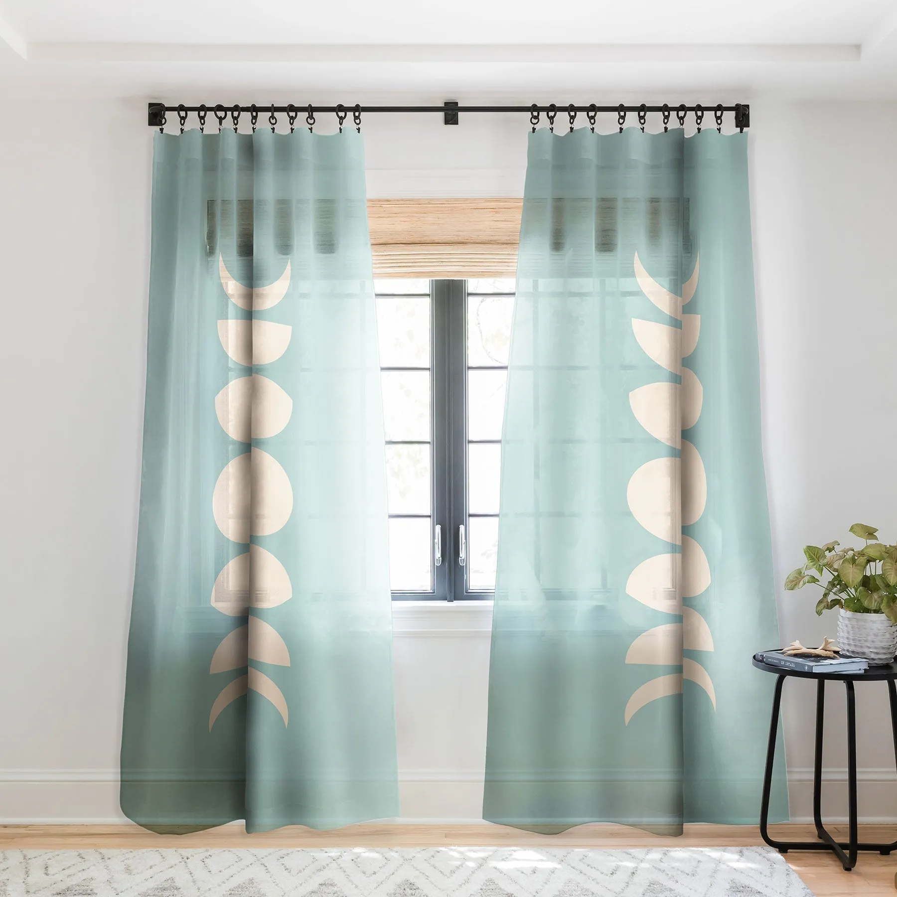 MINIMAL MOON PHASES SAGE WINDOW CURTAINS