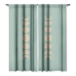 MINIMAL MOON PHASES SAGE WINDOW CURTAINS