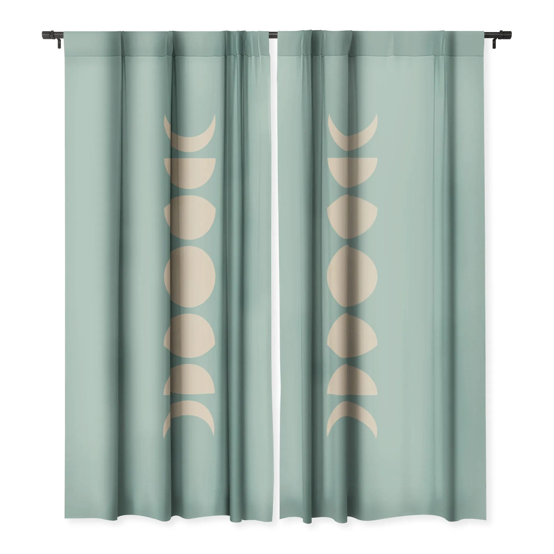 MINIMAL MOON PHASES SAGE WINDOW CURTAINS