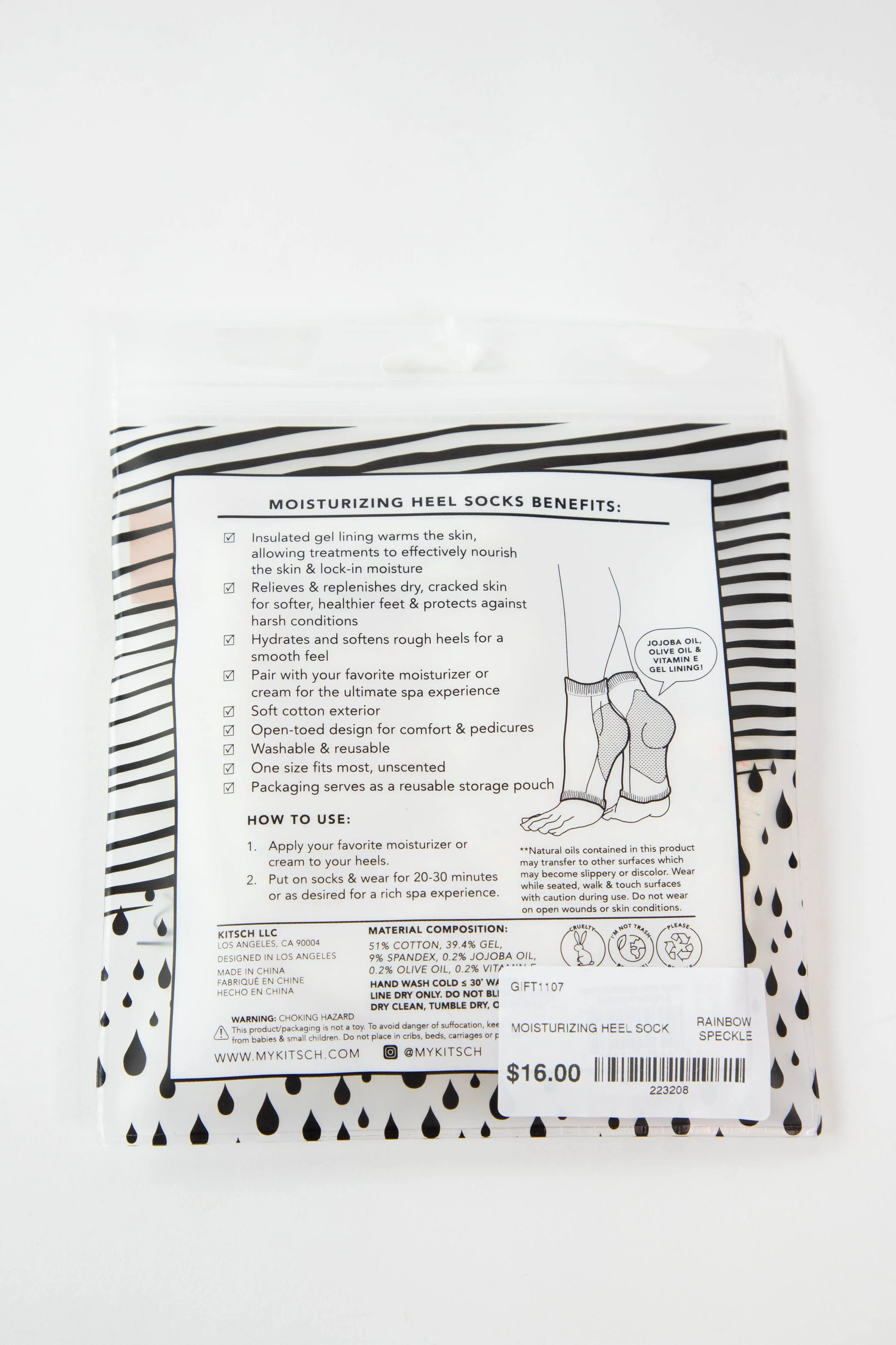 Moisturizing Heel Sock, Rainbow Speckle | Kitsch