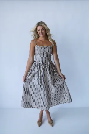 Navy Polka Dot Bow Dress-Final Sale