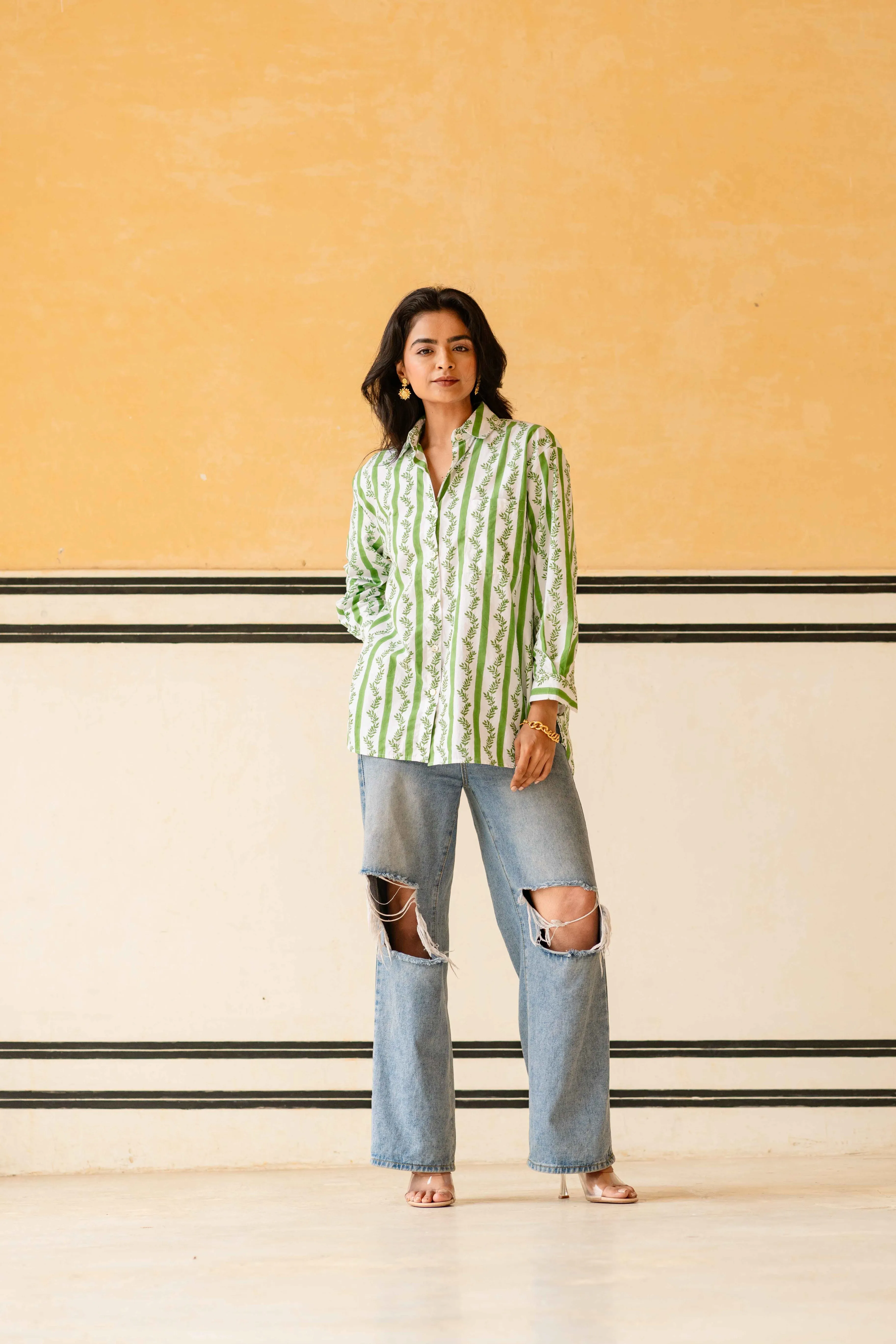 Olive Stripe Millie Shirt