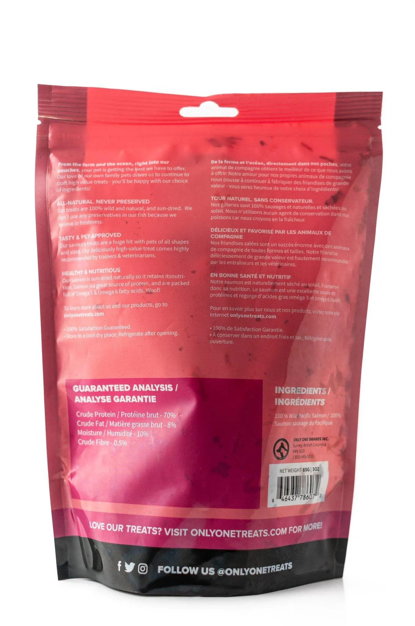 Only One Treats Wild Pacific Salmon Skin Strips Cat Treats (85-g bag)