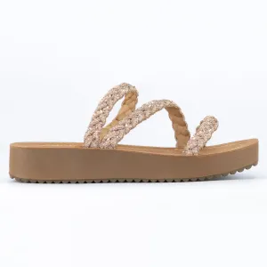 Perla - Rhinestone Braided Straps Slip-On Sandals