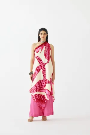 PINK APHRODITE  ONE SHOULDER KURTA & FLARED PANTS CO-ORD