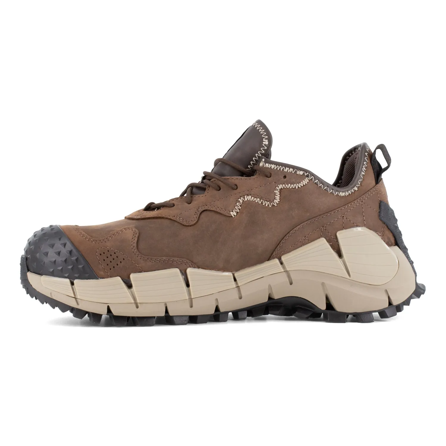 Reebok Mens Zig Kinetica Edge II Brown Leather Waterproof Hiker Work Shoes 12 M