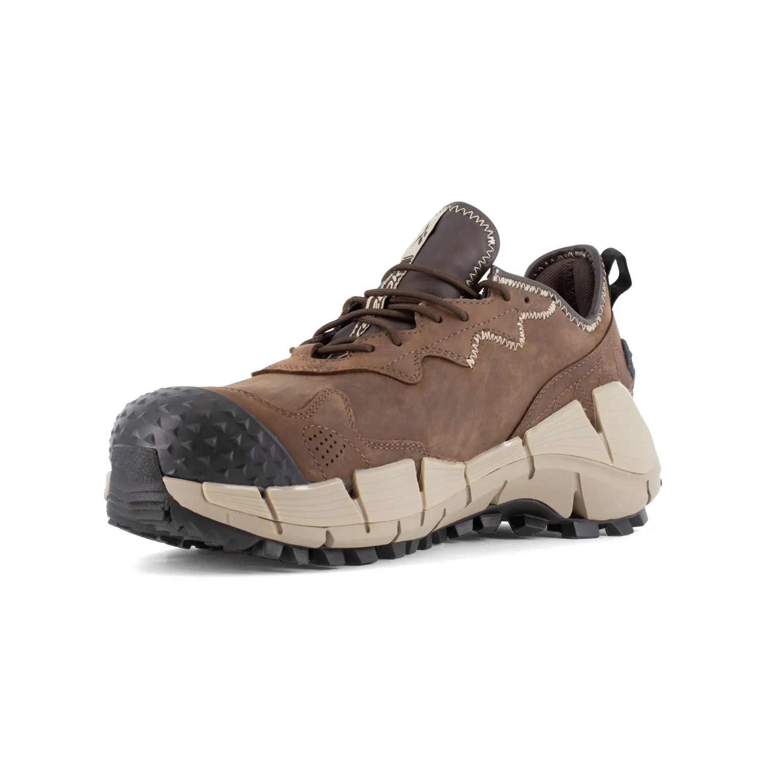Reebok Mens Zig Kinetica Edge II Brown Leather Waterproof Hiker Work Shoes 12 M