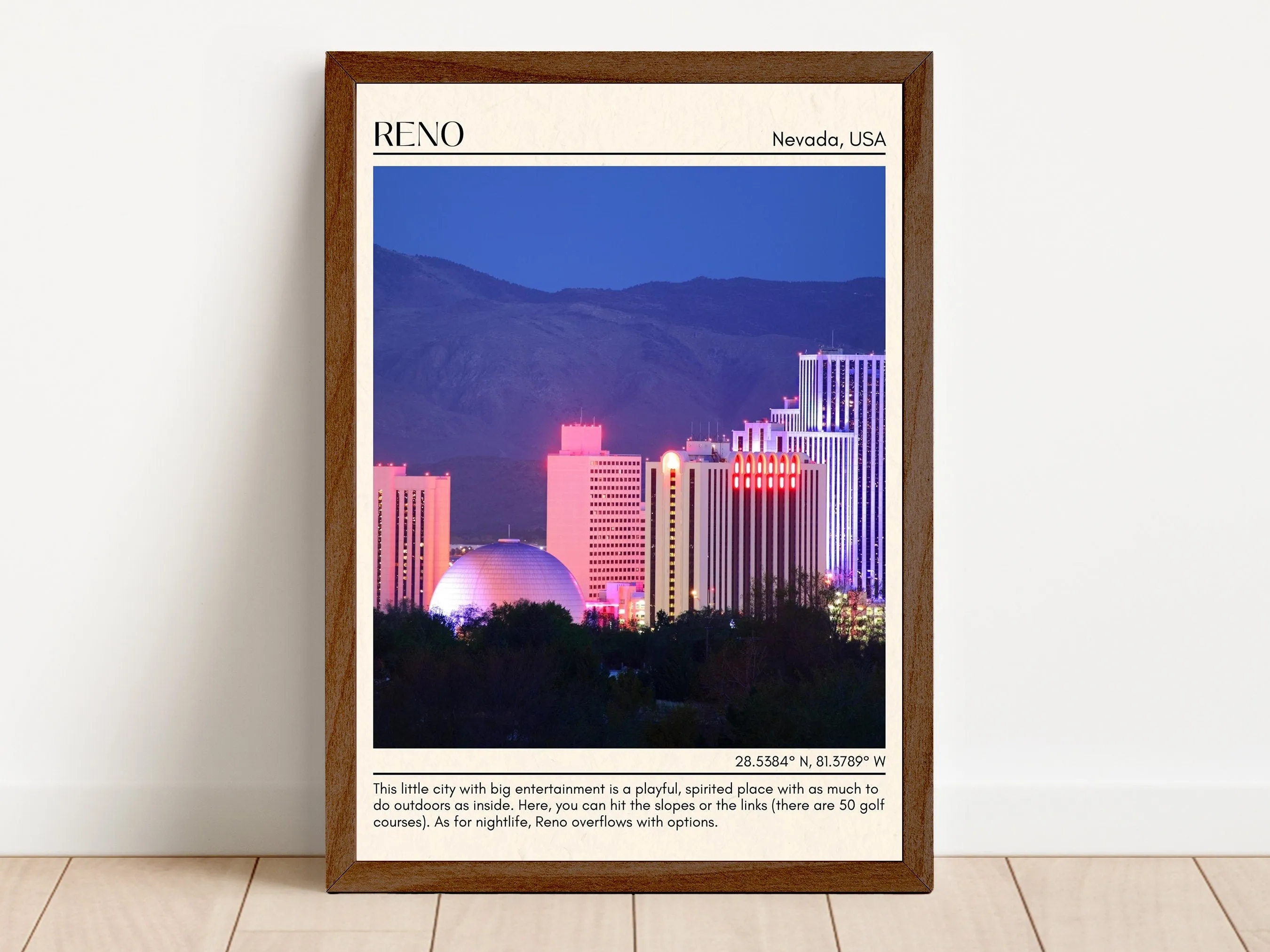 Reno Minimal Wall Art, Nevada, USA