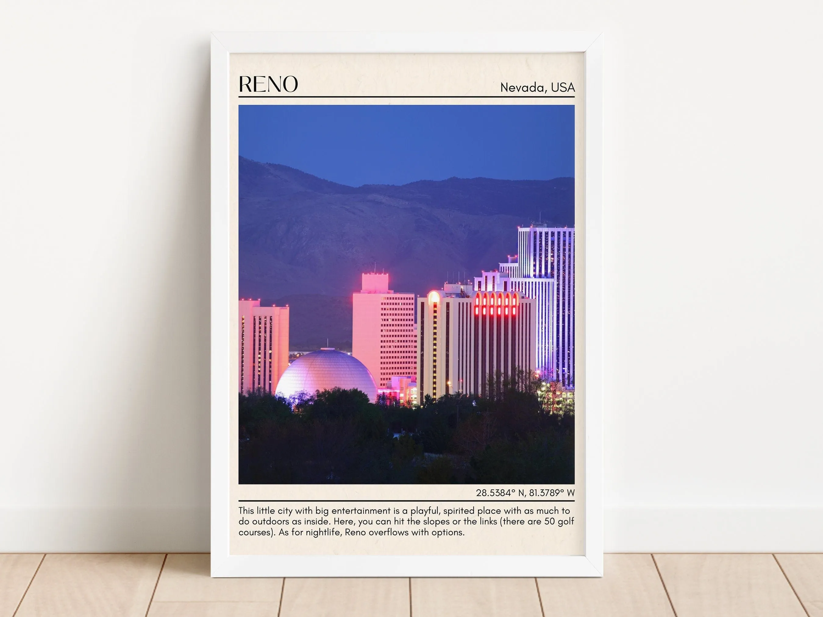 Reno Minimal Wall Art, Nevada, USA