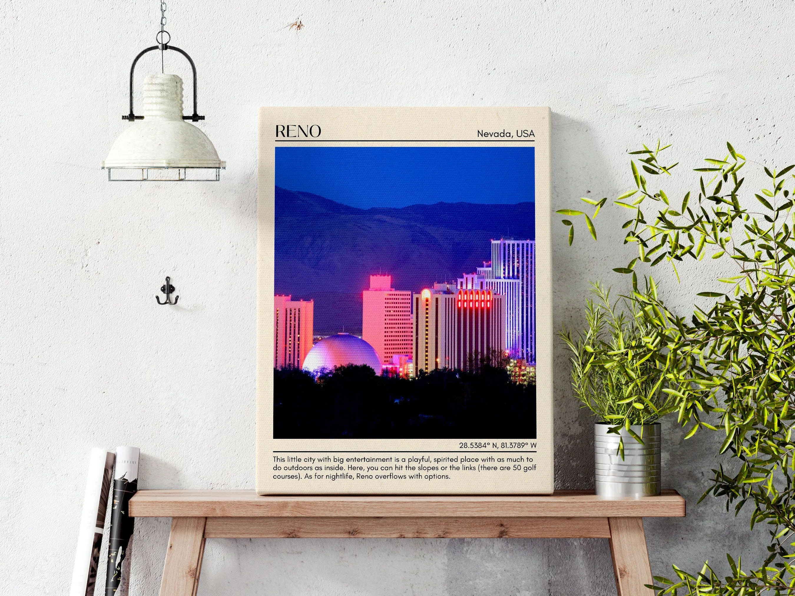 Reno Minimal Wall Art, Nevada, USA