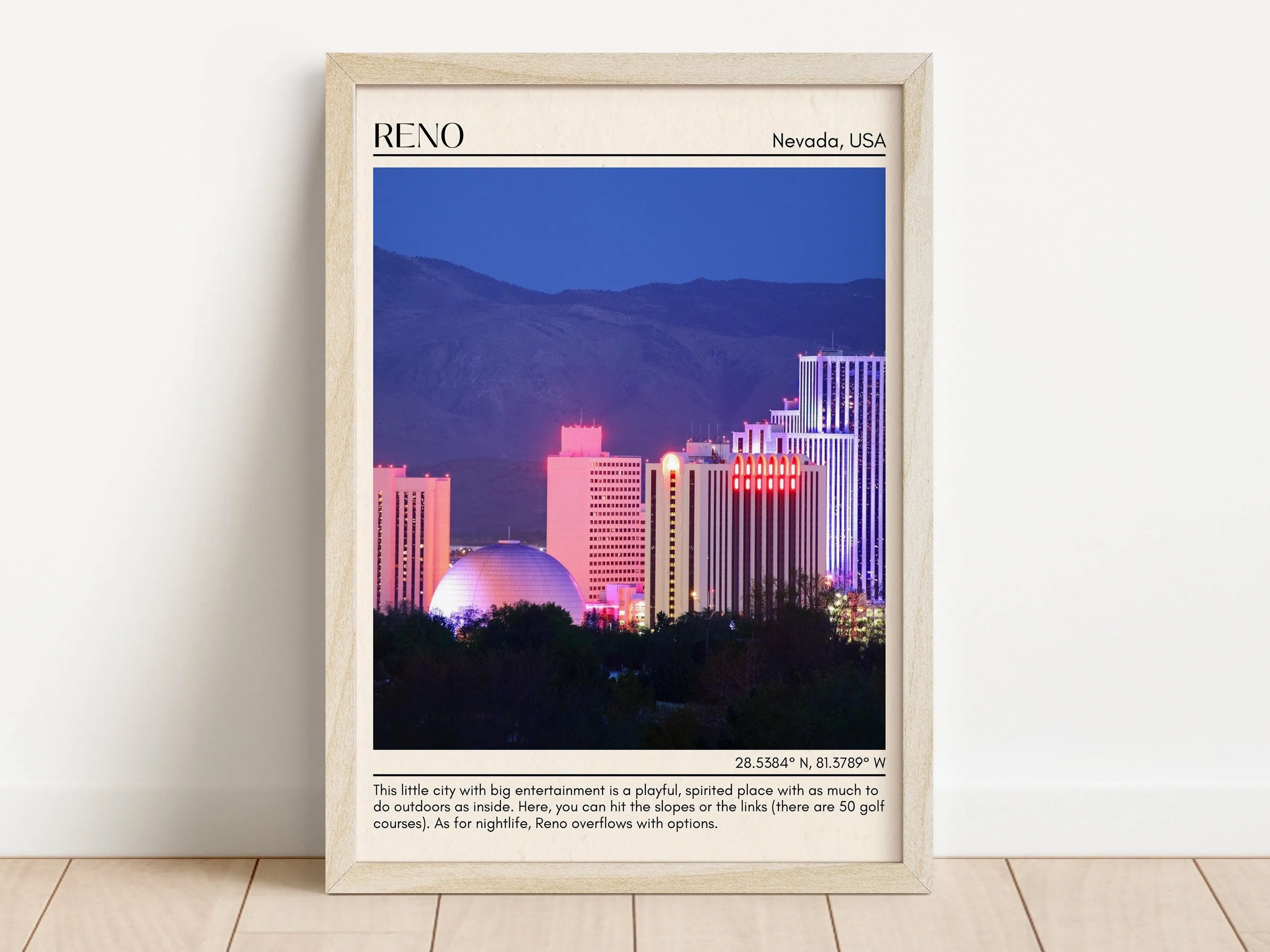 Reno Minimal Wall Art, Nevada, USA