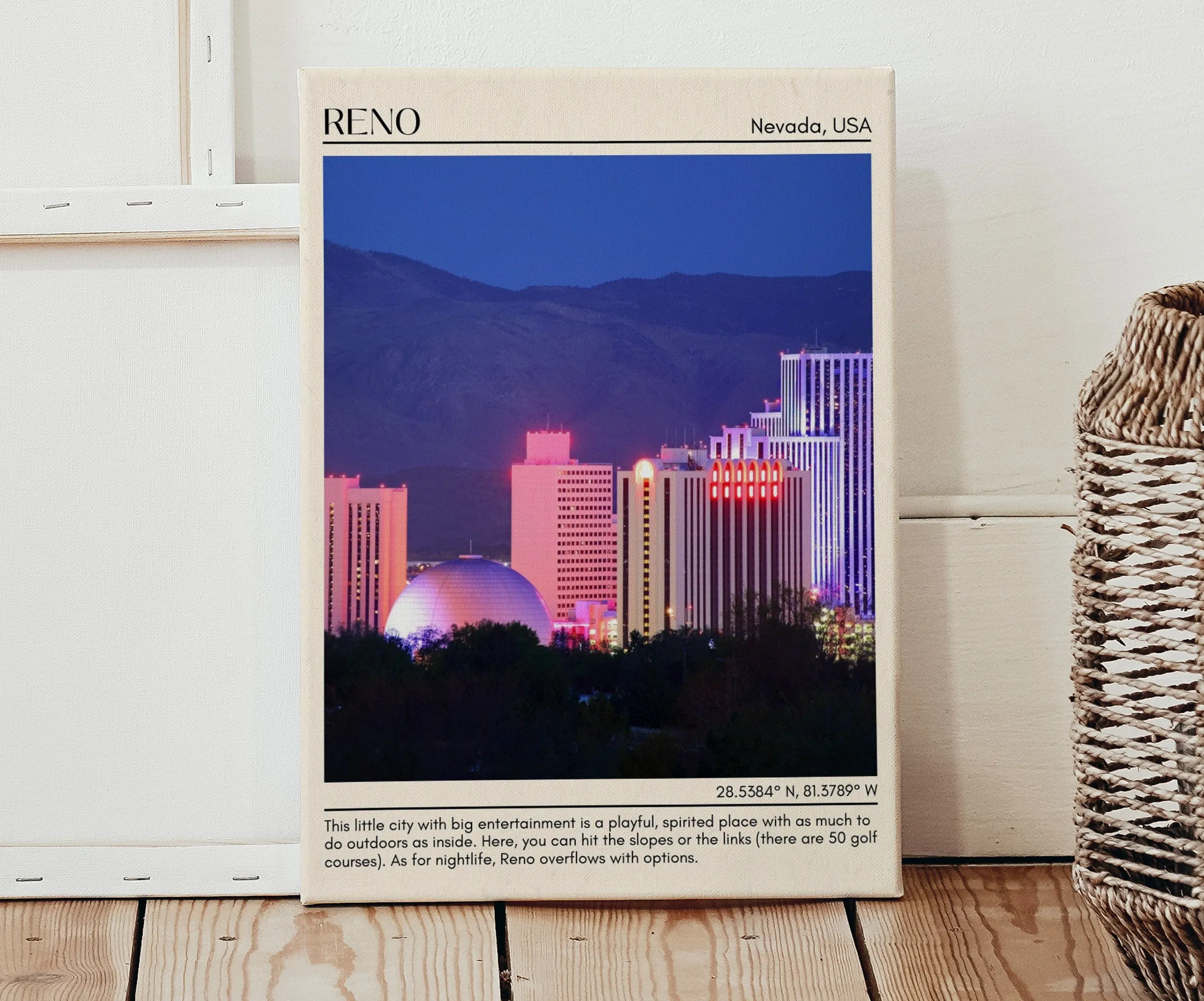 Reno Minimal Wall Art, Nevada, USA