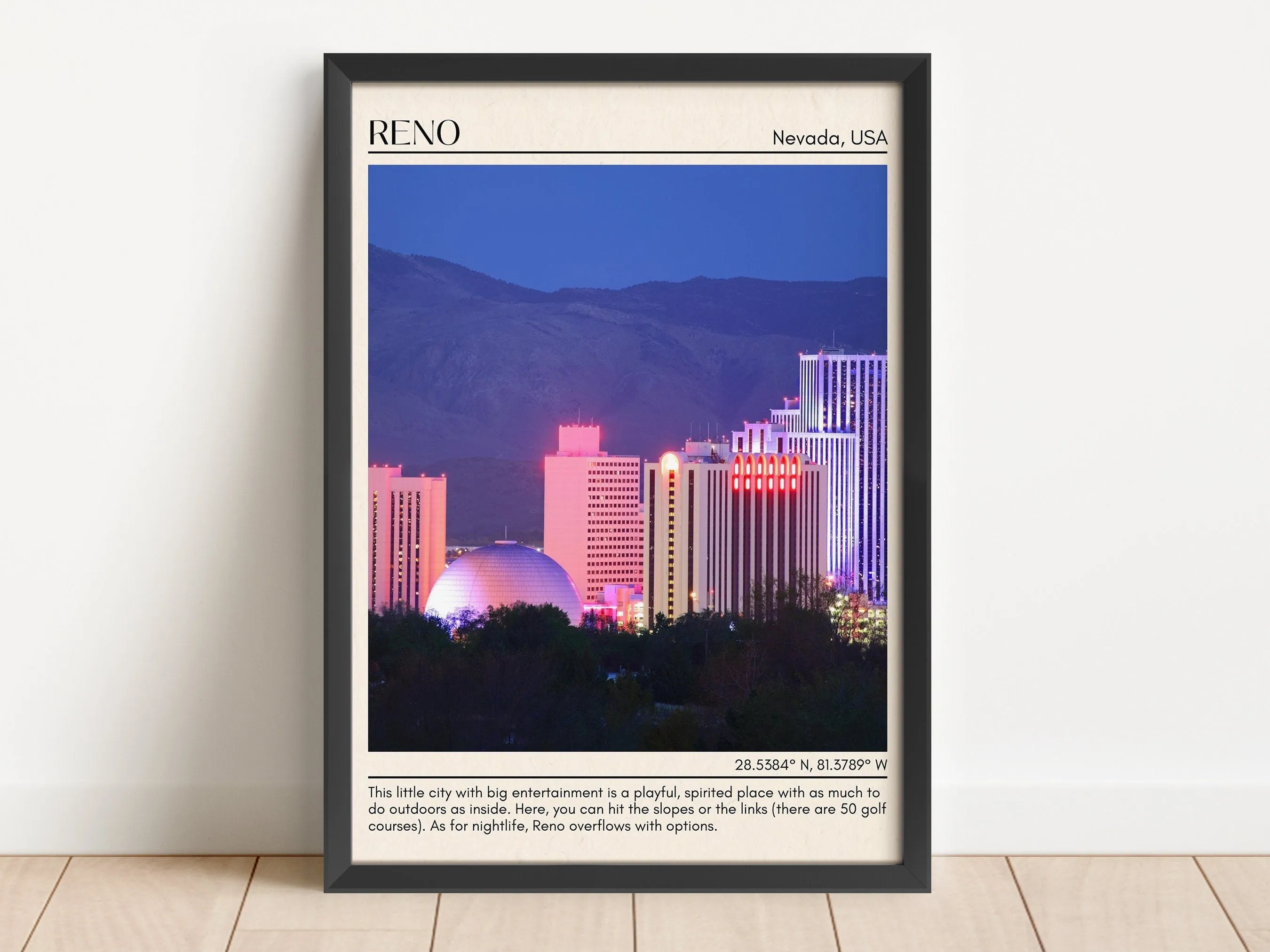 Reno Minimal Wall Art, Nevada, USA