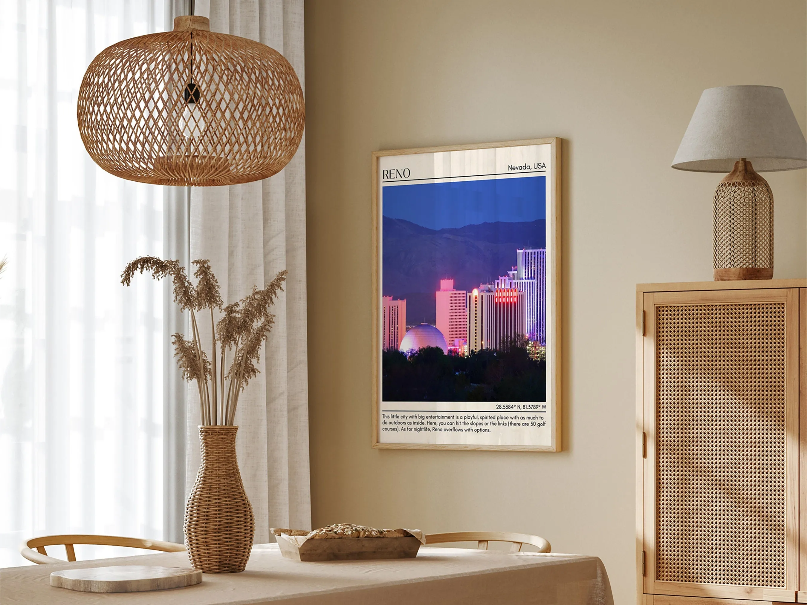 Reno Minimal Wall Art, Nevada, USA