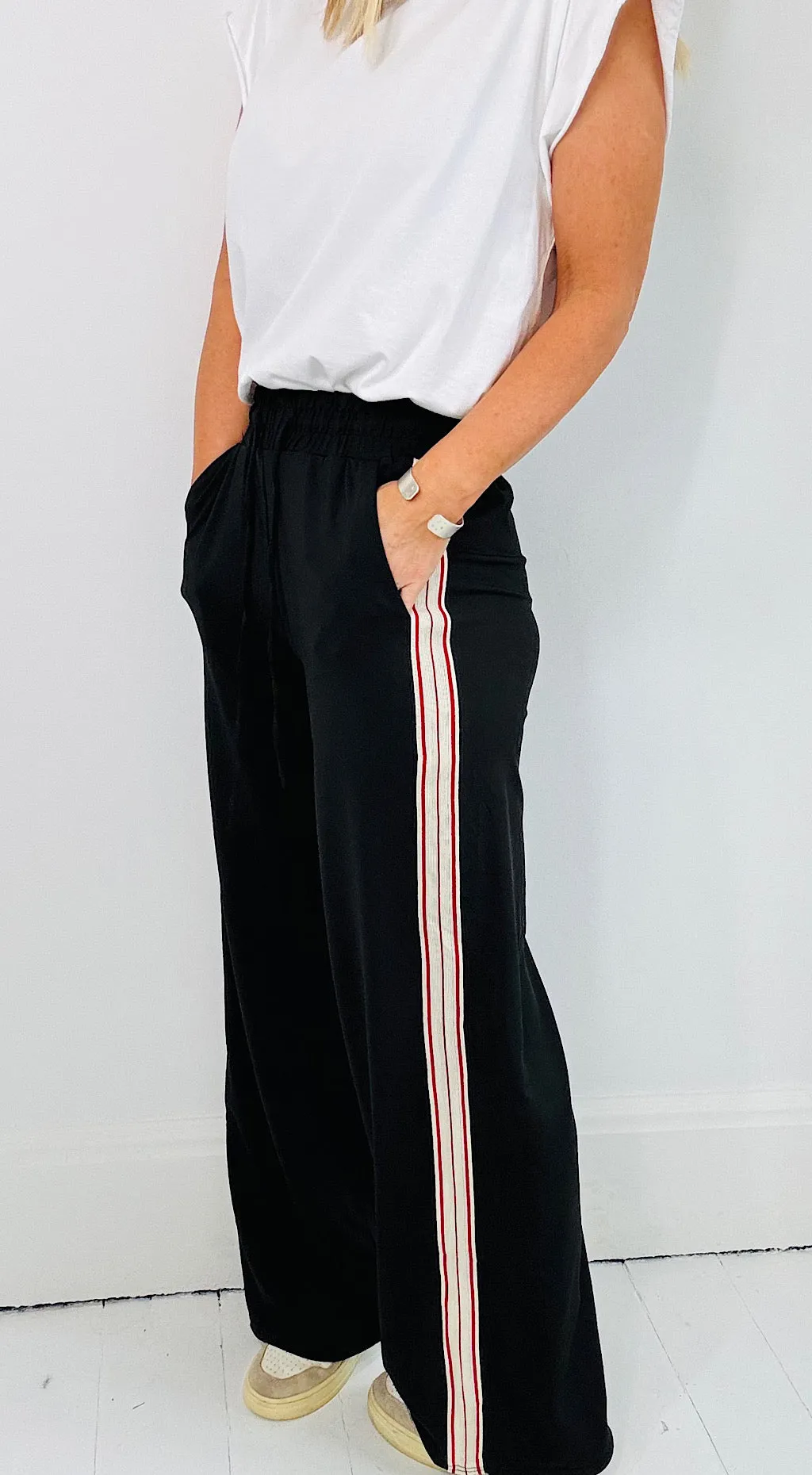Retro Side Stripe Pant - Black