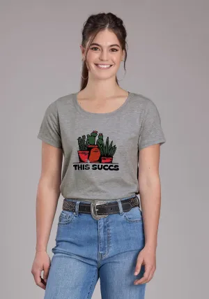 Roper Womens 2448 This Succs Grey Cotton Blend S/S T-Shirt