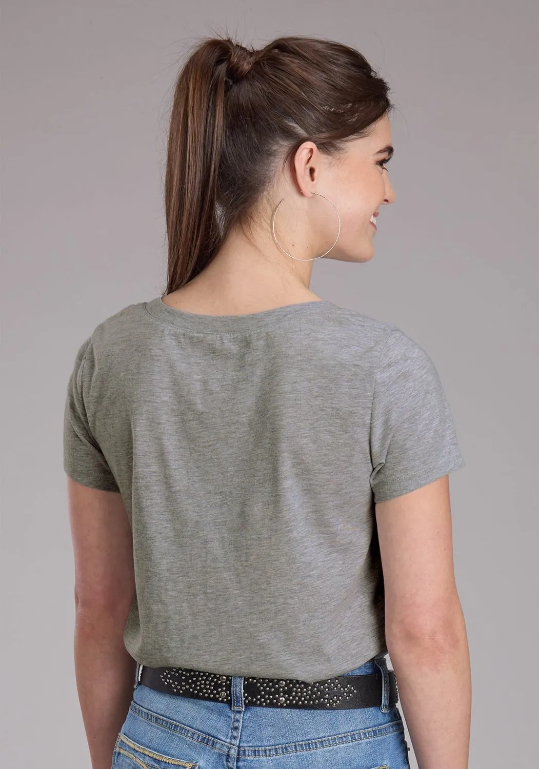 Roper Womens 2448 This Succs Grey Cotton Blend S/S T-Shirt