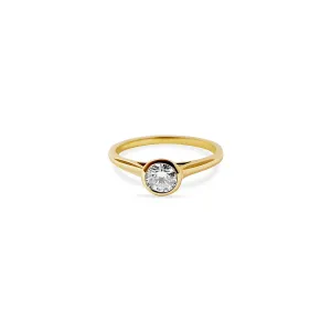 Round Moissanite Solitaire Minimal Band Ring