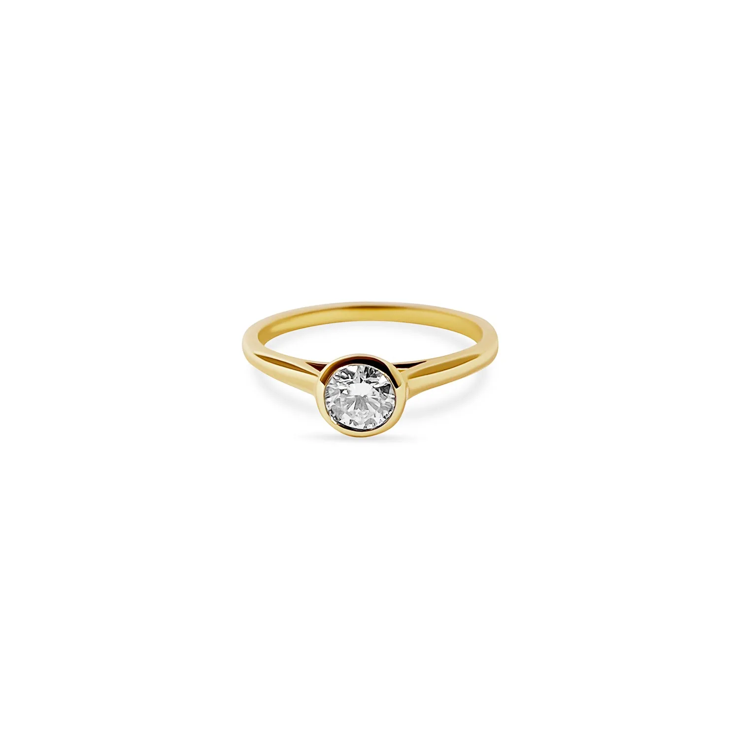 Round Moissanite Solitaire Minimal Band Ring