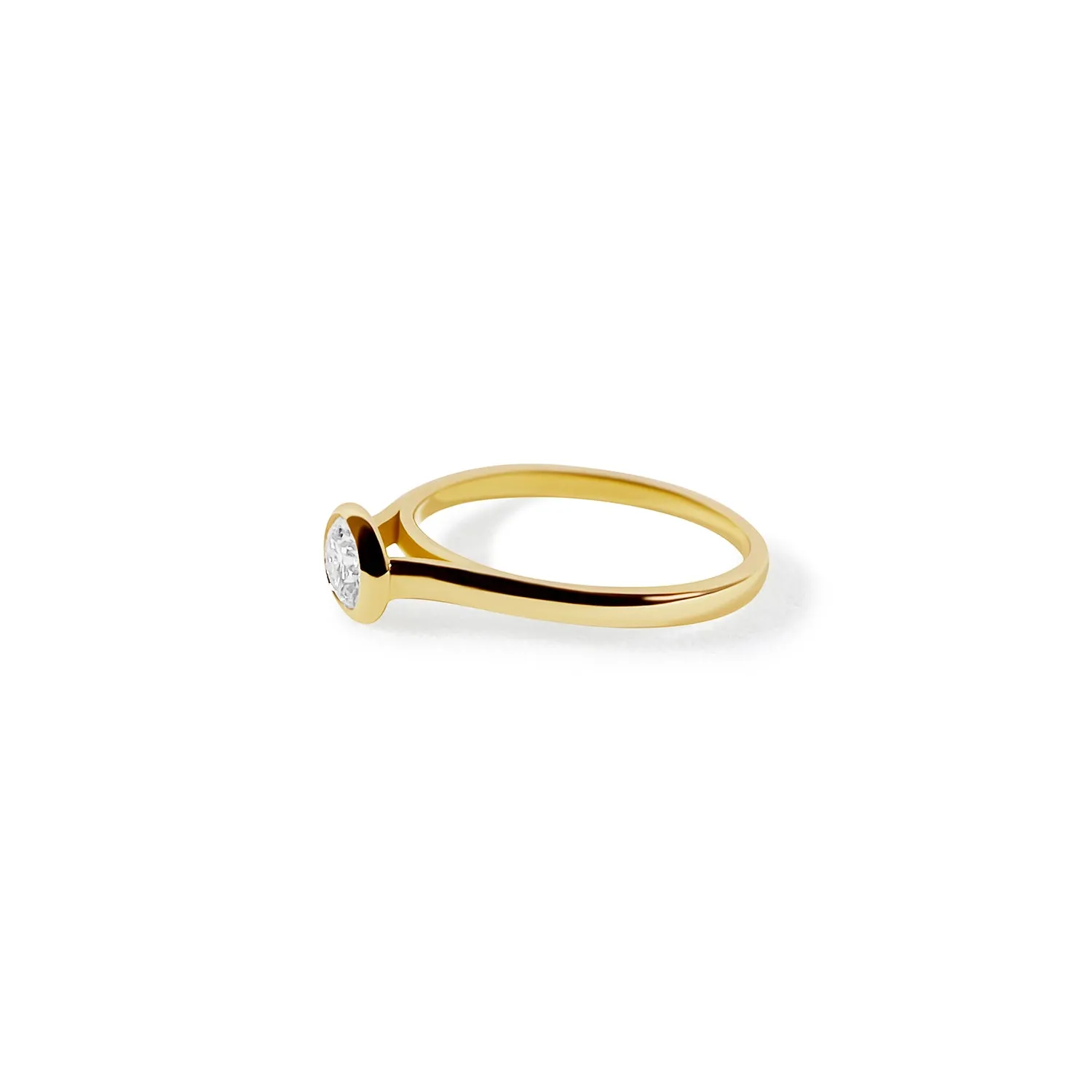 Round Moissanite Solitaire Minimal Band Ring