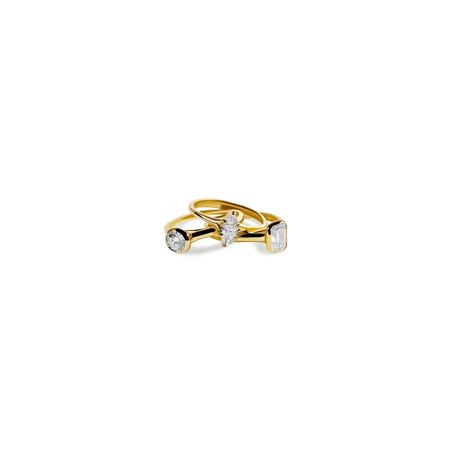 Round Moissanite Solitaire Minimal Band Ring