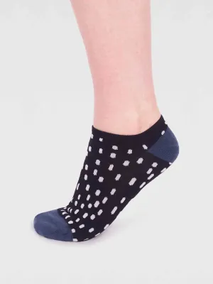 Serena Bamboo Spot Trainer Socks in Black by Thought, Size 4-7