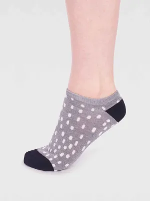 Serena Bamboo Spot Trainer Socks in Grey Marle by Thought, Size 4-7