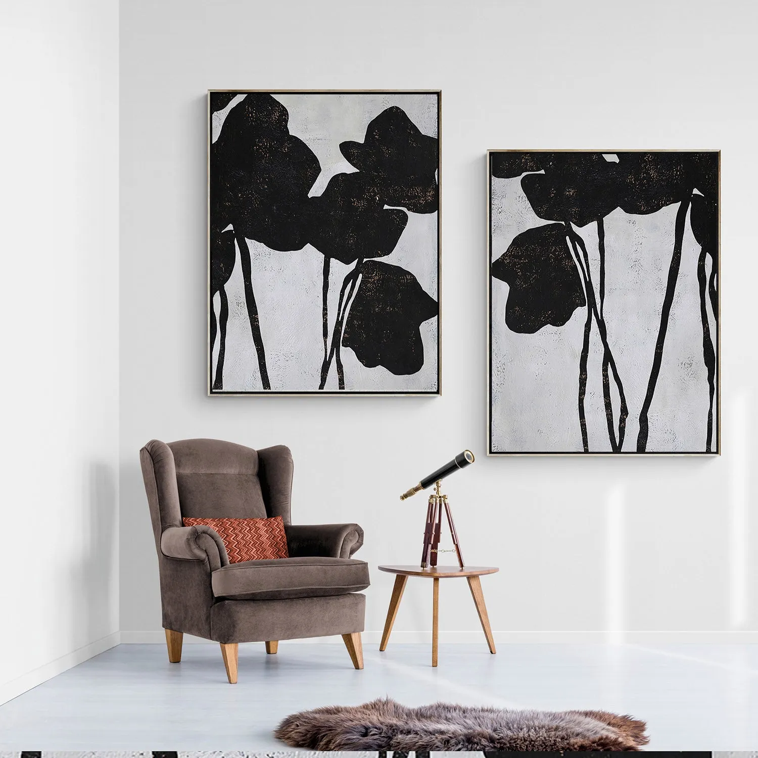Set of 2 Abstract Flower Painting P46