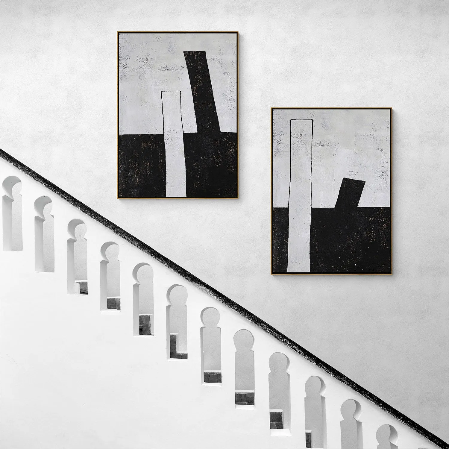 Set of 2 Geometric Painting P51