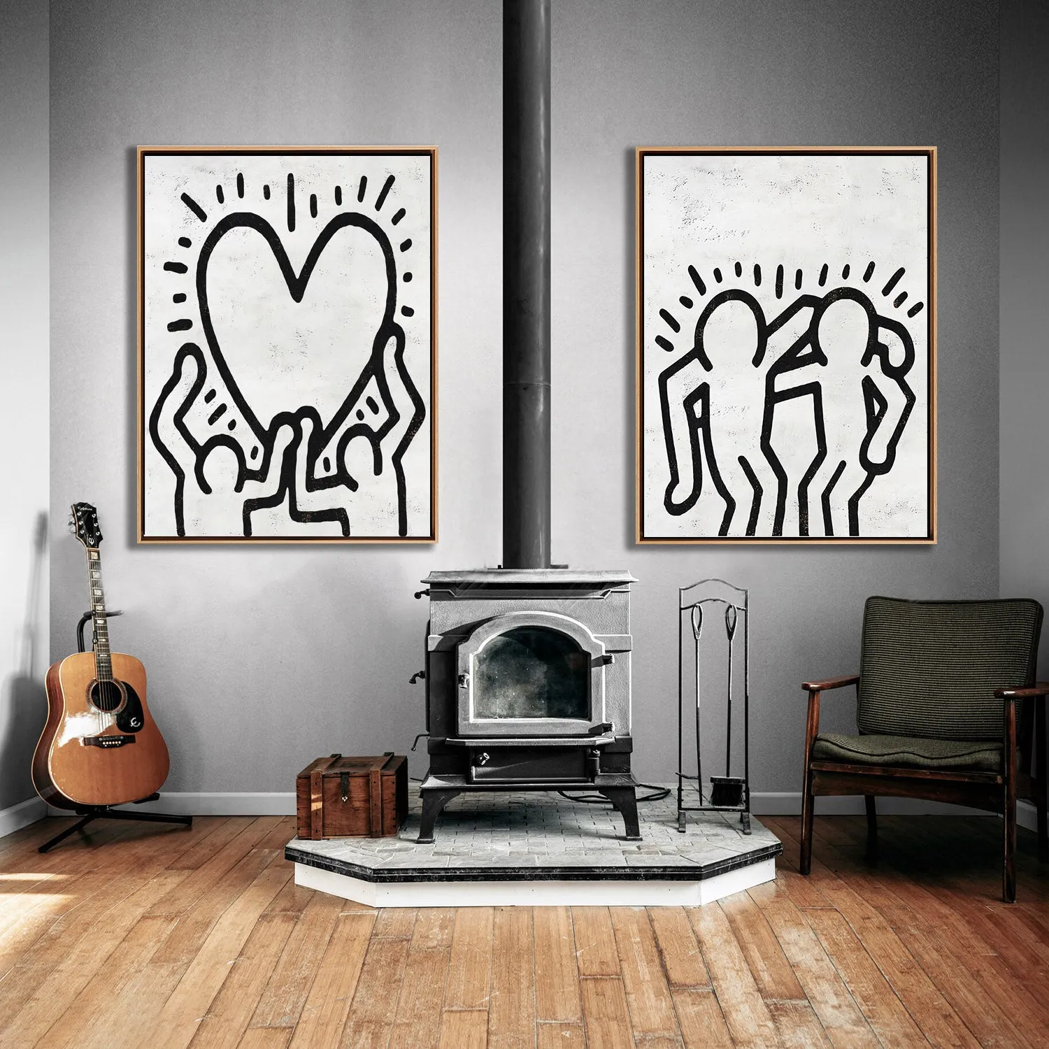 Set of 2 Minimal Painting Dancing Man P127