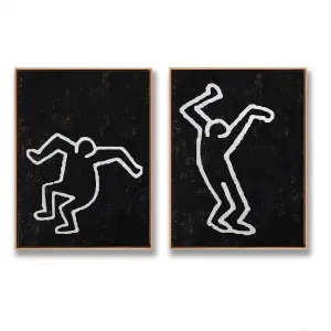 Set of 2 Minimal Painting Dancing Man P80B