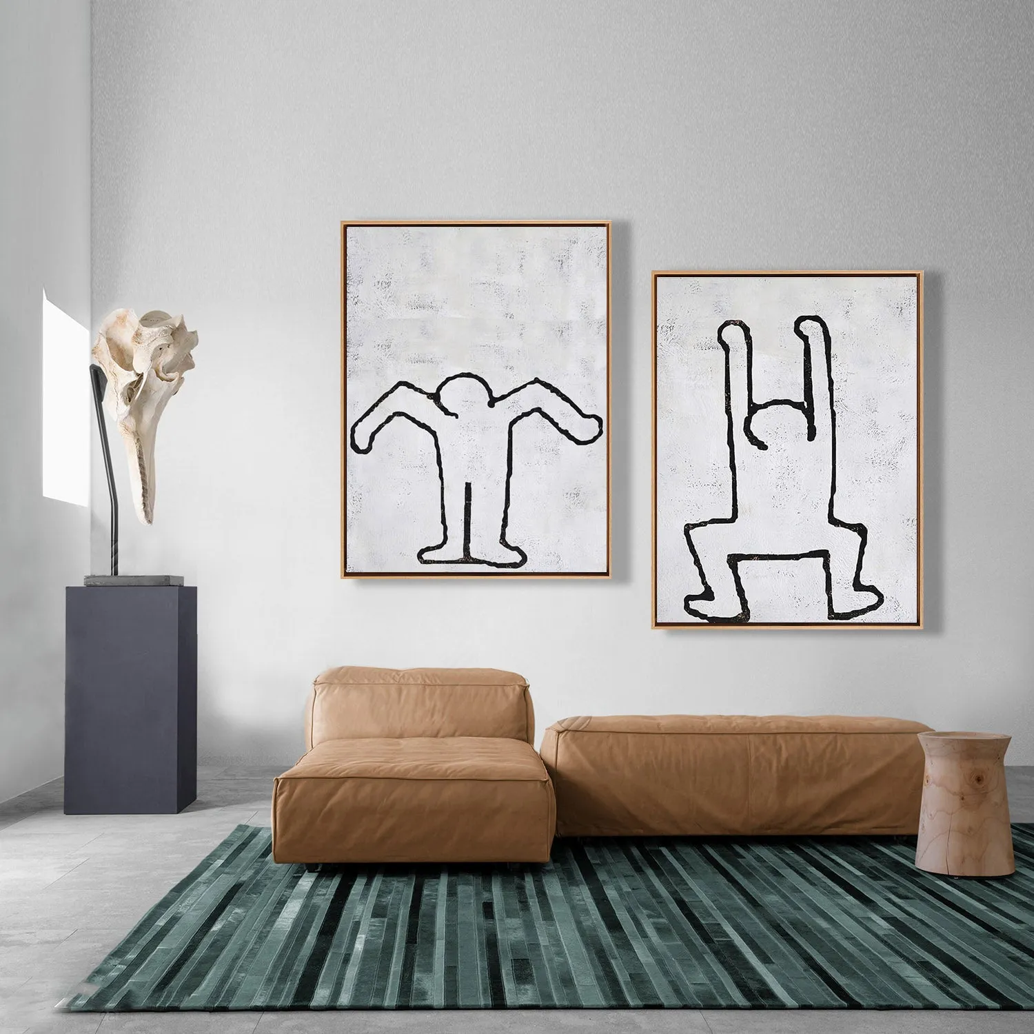 Set of 2 Minimal Painting Dancing Man P82