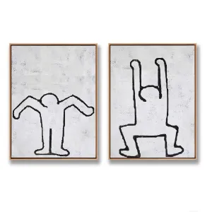 Set of 2 Minimal Painting Dancing Man P82