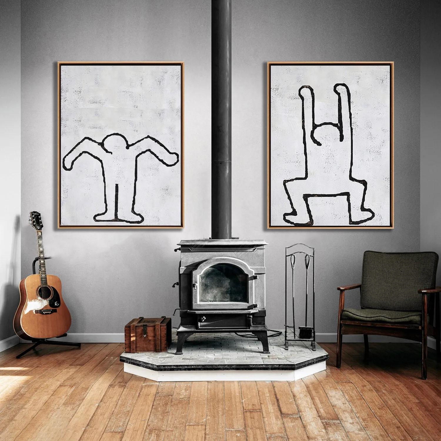 Set of 2 Minimal Painting Dancing Man P82