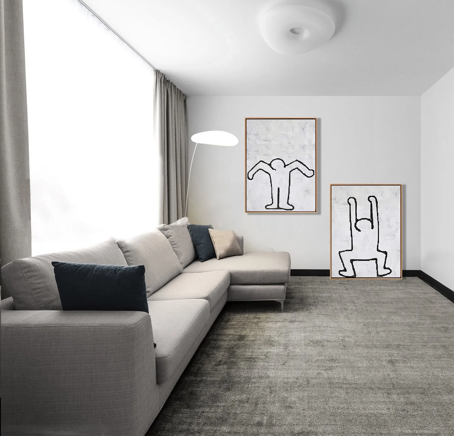 Set of 2 Minimal Painting Dancing Man P82