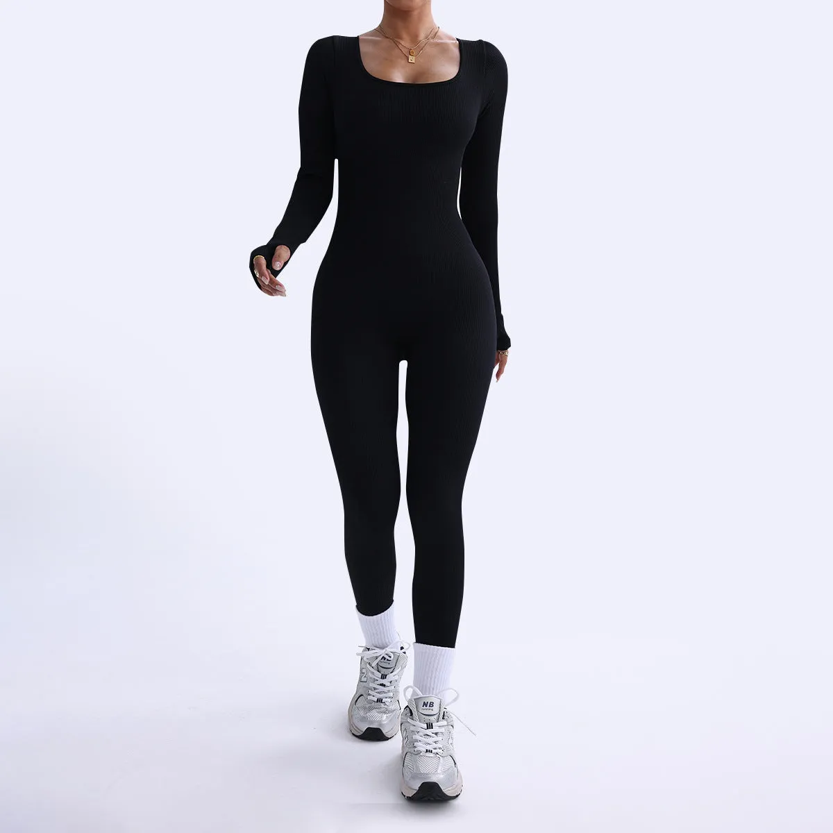 Sleek Long Sleeve Stretch Fit Yoga Jumpsuit