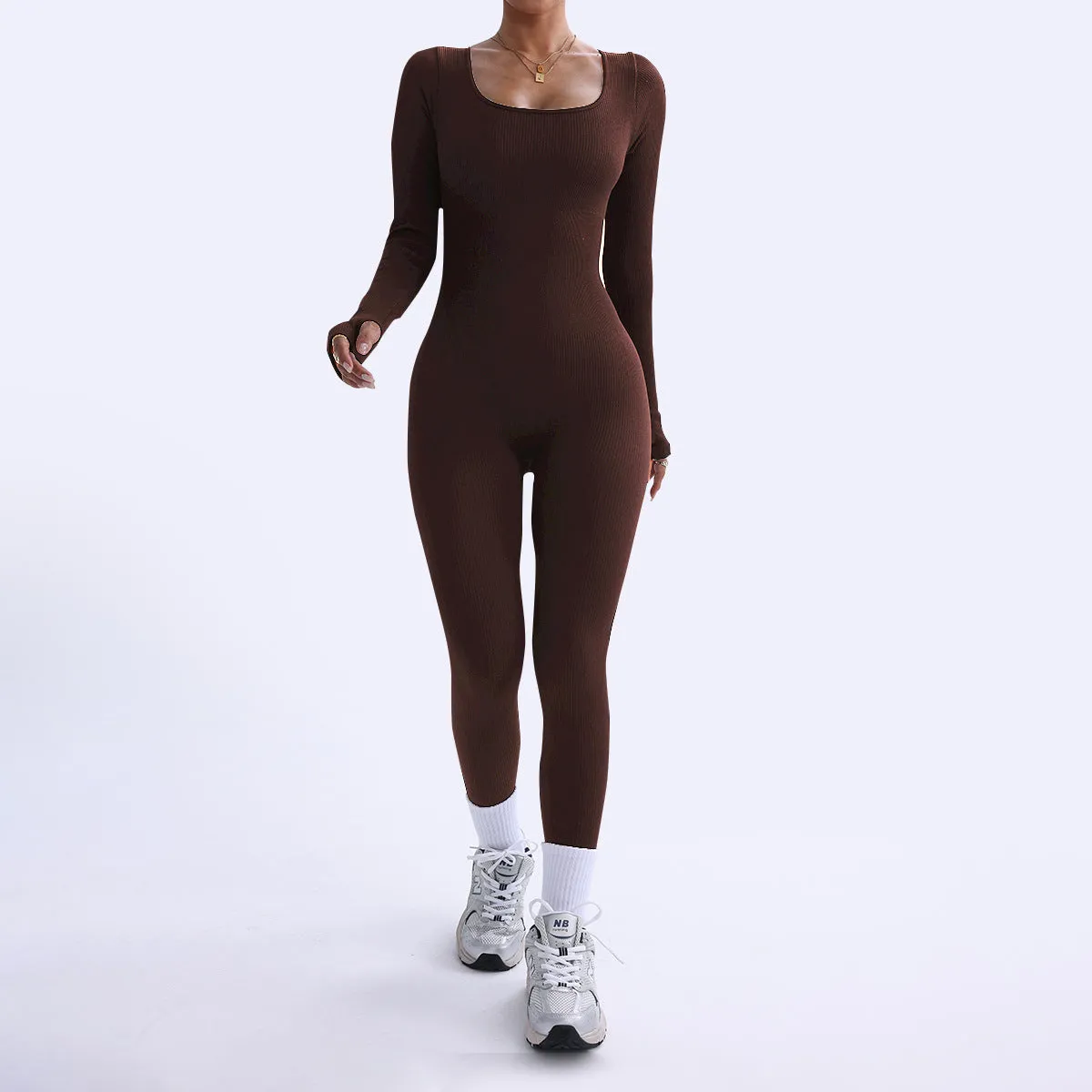 Sleek Long Sleeve Stretch Fit Yoga Jumpsuit