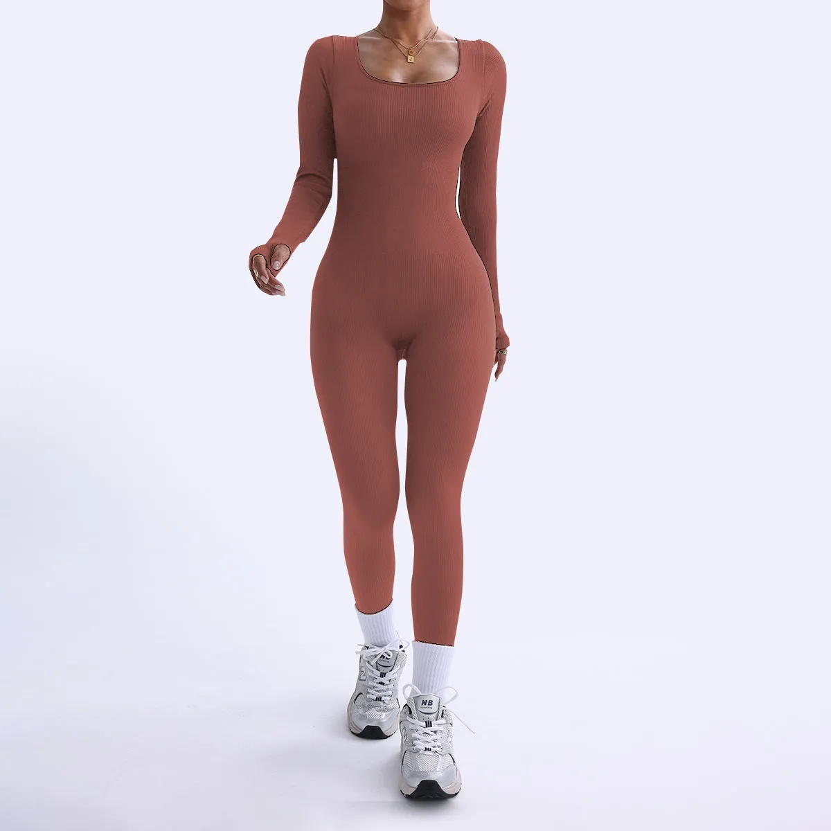 Sleek Long Sleeve Stretch Fit Yoga Jumpsuit