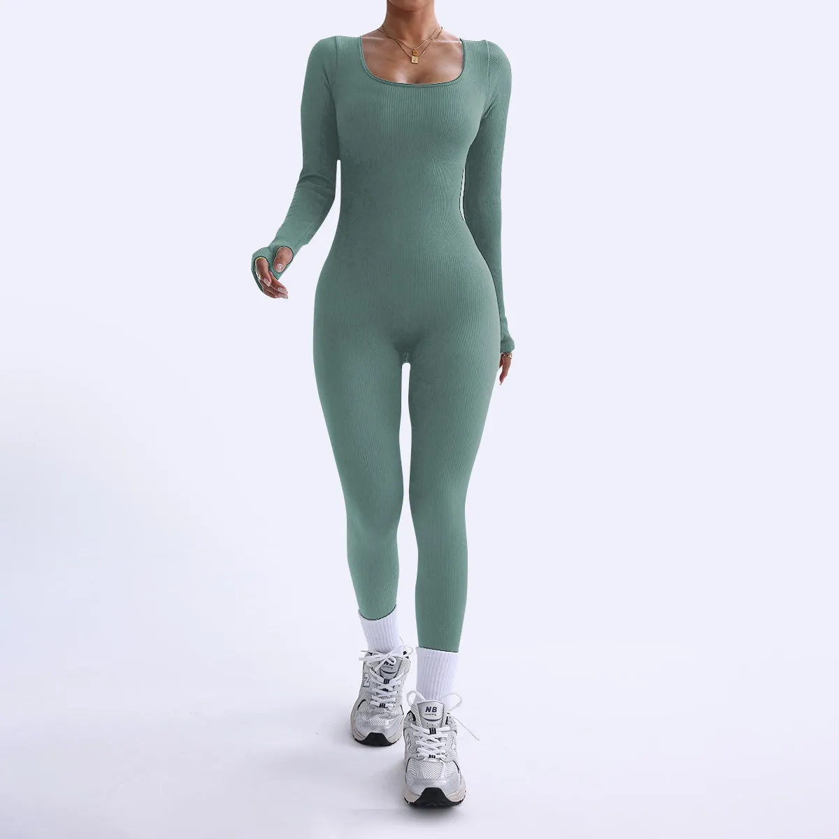 Sleek Long Sleeve Stretch Fit Yoga Jumpsuit