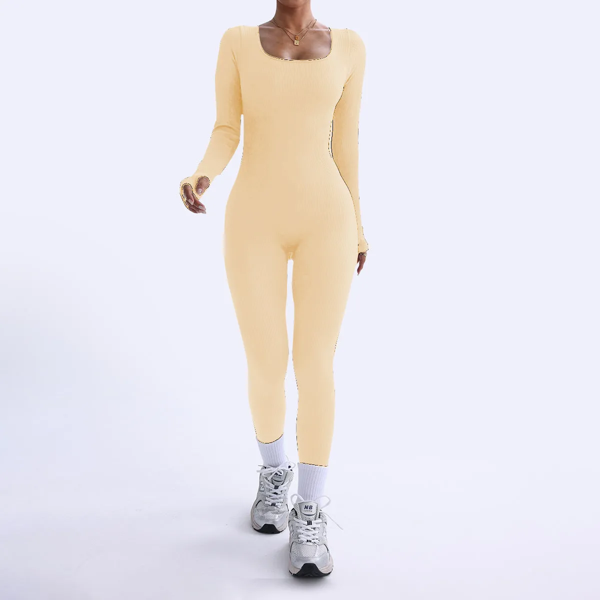 Sleek Long Sleeve Stretch Fit Yoga Jumpsuit
