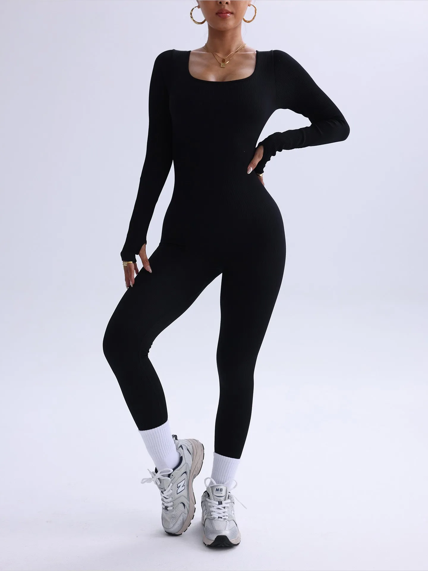 Sleek Long Sleeve Stretch Fit Yoga Jumpsuit