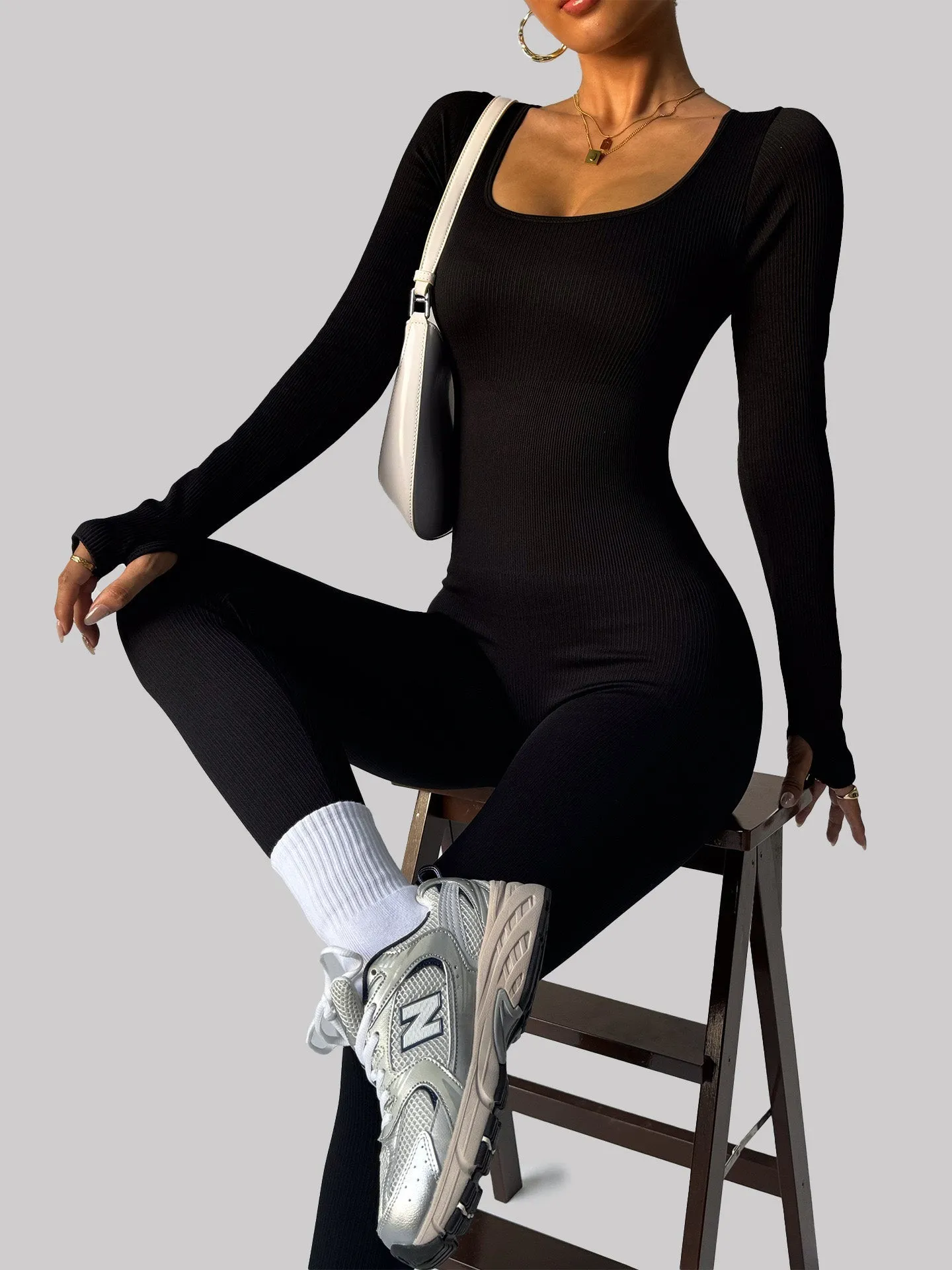 Sleek Long Sleeve Stretch Fit Yoga Jumpsuit