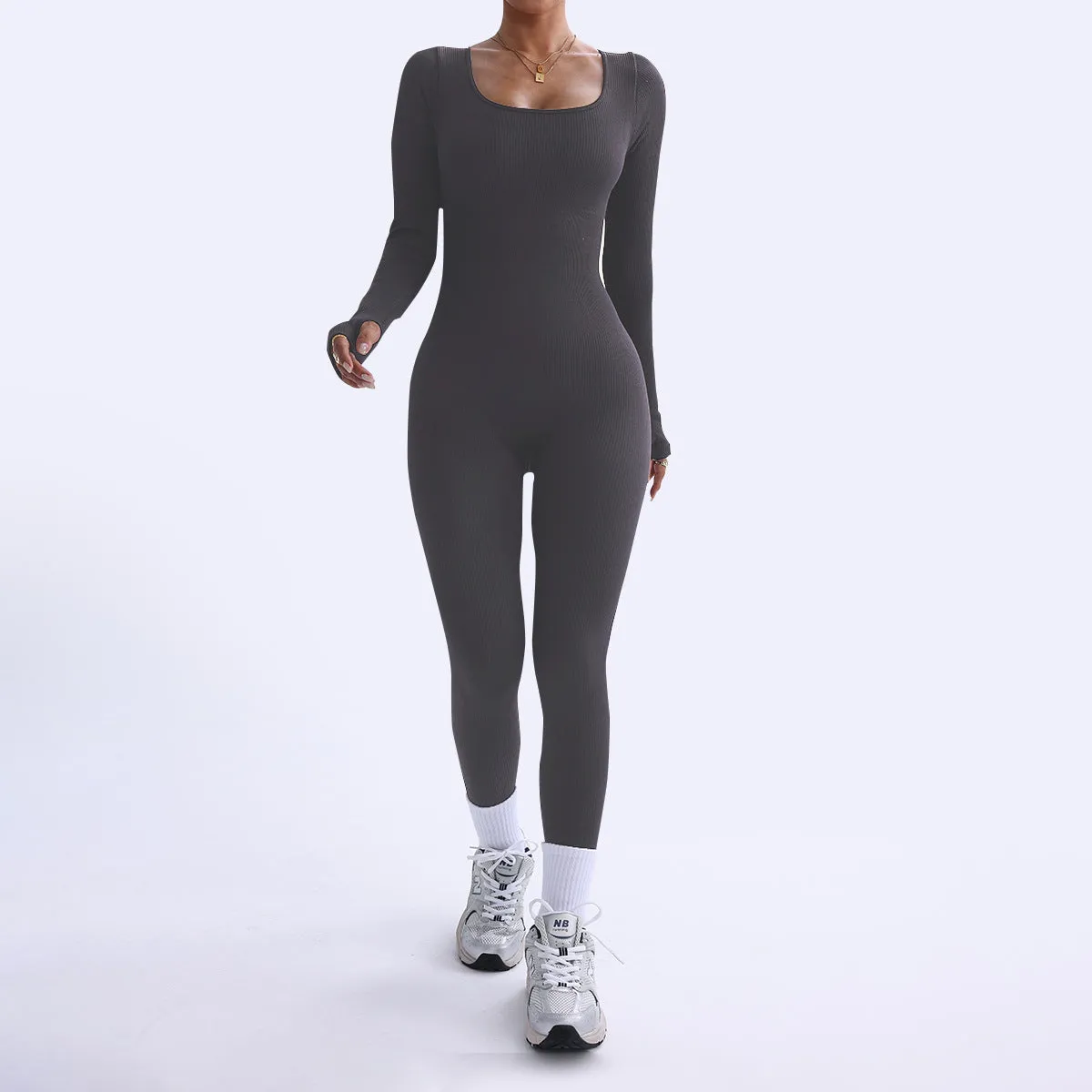 Sleek Long Sleeve Stretch Fit Yoga Jumpsuit