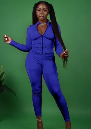 Sleek Zipper Front Long Sleeve Two-Piece Sports Set