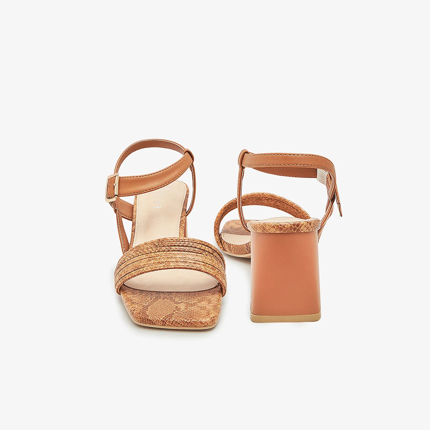Snake Textured Block Heels