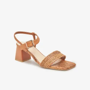 Snake Textured Block Heels