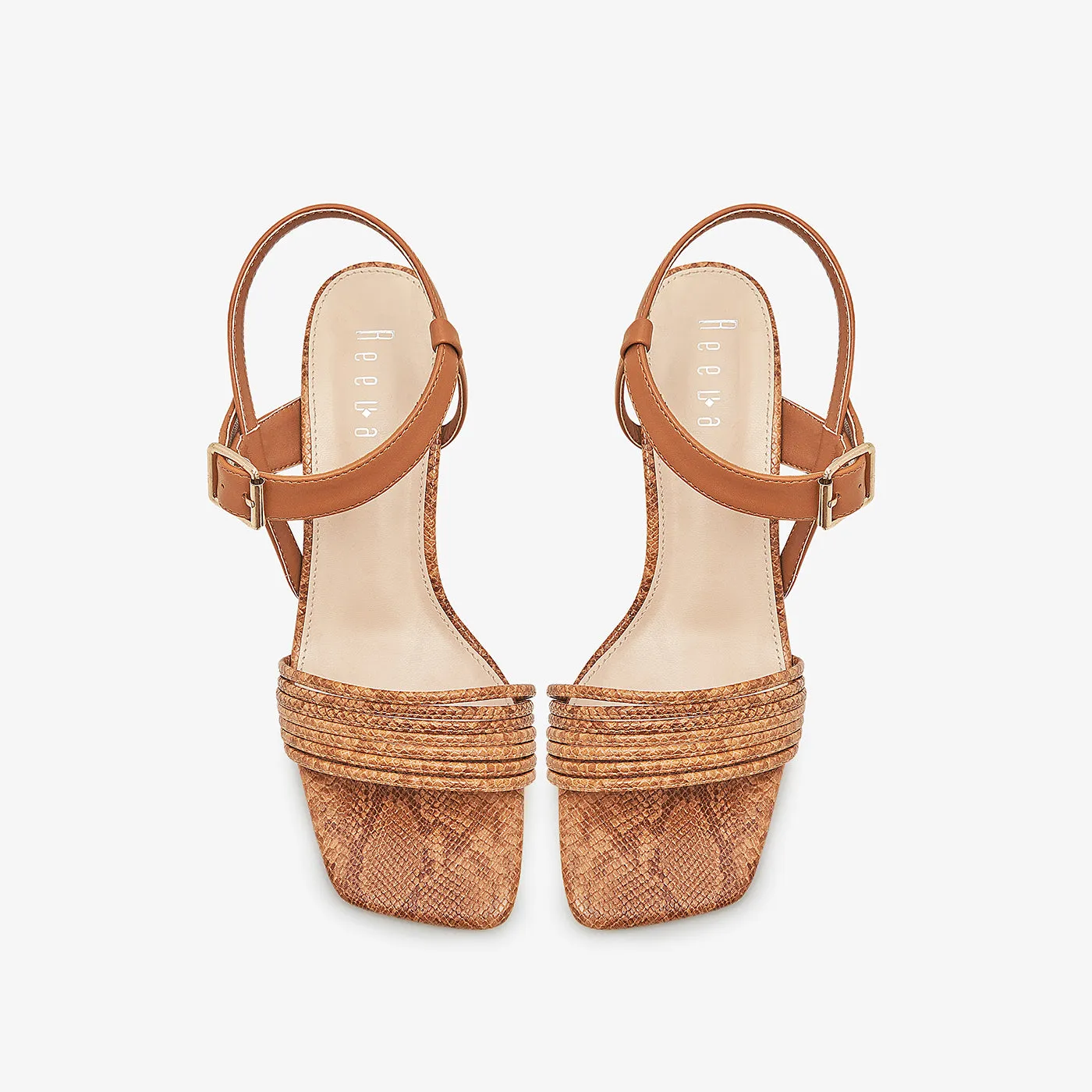 Snake Textured Block Heels